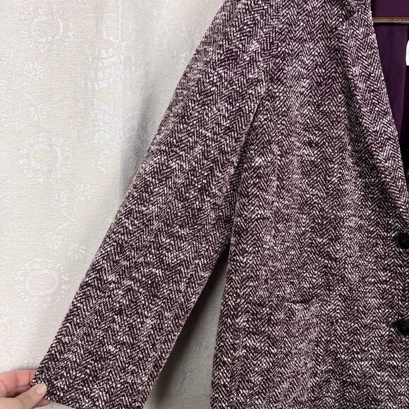 Talbots 18WP Woman Petite Melange Herringbone Blazer long-line jacket purple - Picture 4 of 11